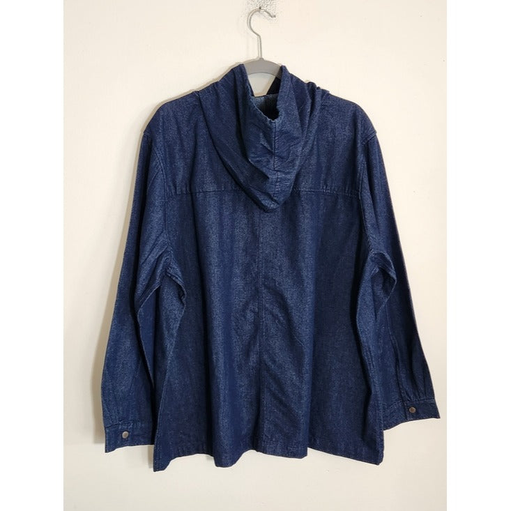 Denim Moves Dark Wash Denim Jacket with Hoodie Size 2X
