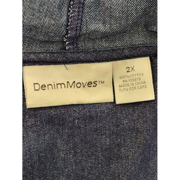 Denim Moves Dark Wash Denim Jacket with Hoodie Size 2X