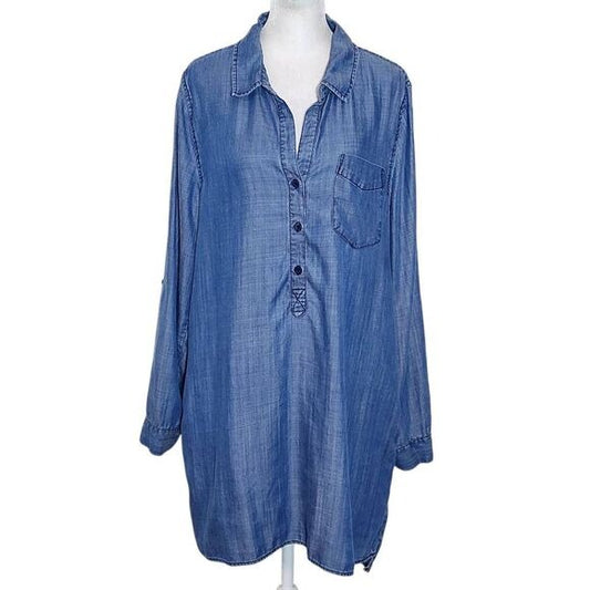 Velvet Heart Chambray Mini Shirt Dress Size Large