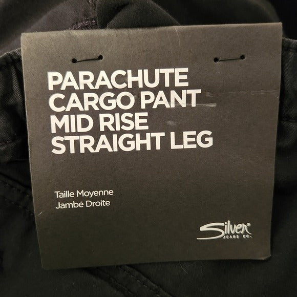 Silver Jeans Co. Black Cargo Parachute Pants Size 2X NWT