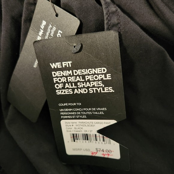 Silver Jeans Co. Black Cargo Parachute Pants Size 2X NWT
