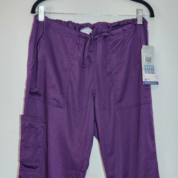 Life Threads Antimicrobial Purple Cargo Scrubs Size Medium Petite, New