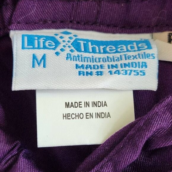 Life Threads Antimicrobial Purple Cargo Scrubs Size Medium Petite, New