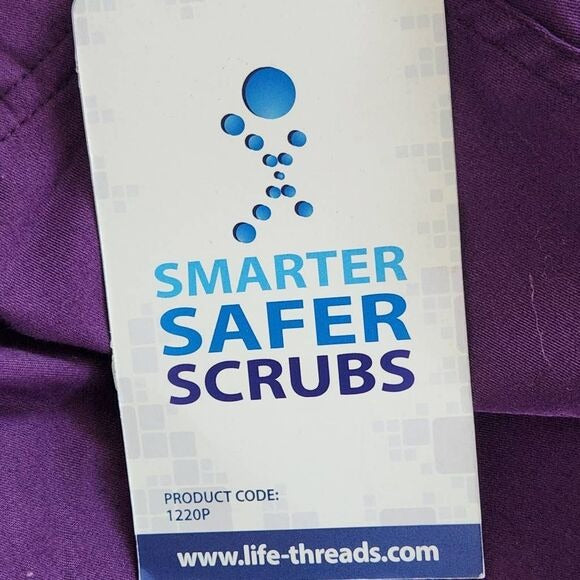 Life Threads Antimicrobial Purple Cargo Scrubs Size Medium Petite, New
