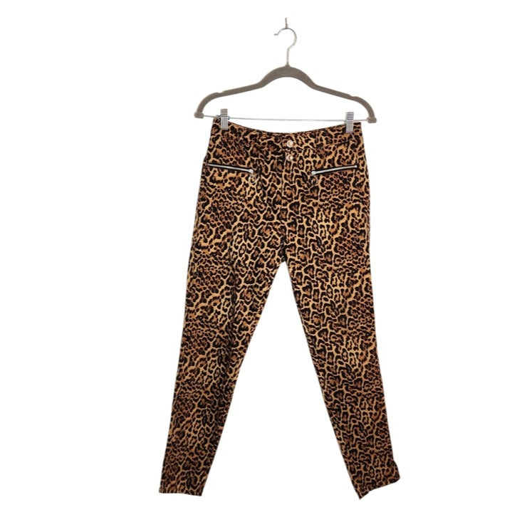 Zara Tan and Black Leopard Print Skinny Ankle Pants Size 6