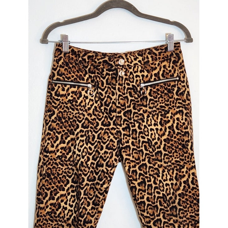 Zara Tan and Black Leopard Print Skinny Ankle Pants Size 6