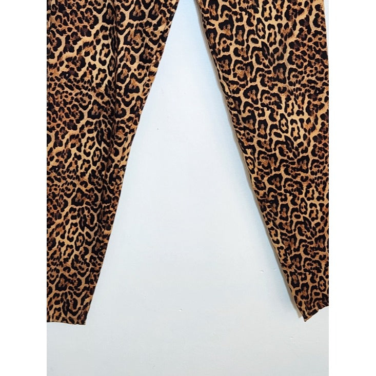 Zara Tan and Black Leopard Print Skinny Ankle Pants Size 6
