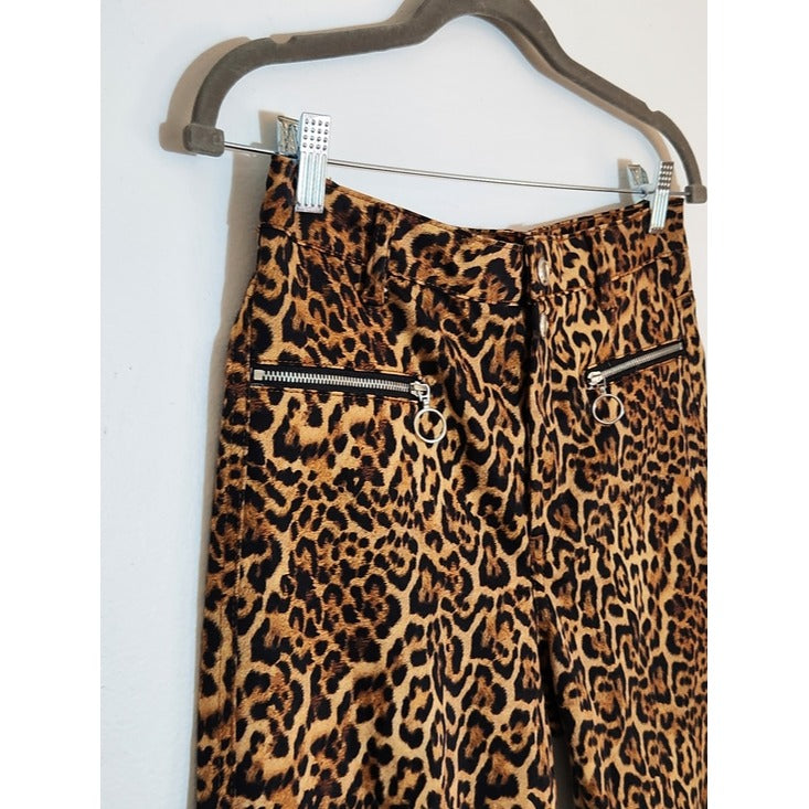 Zara Tan and Black Leopard Print Skinny Ankle Pants Size 6