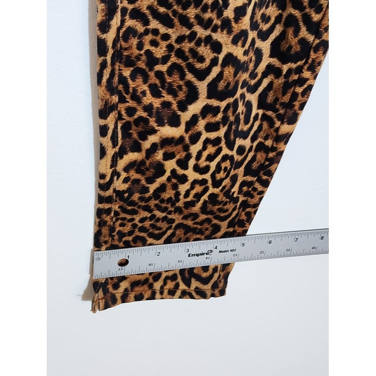 Zara Tan and Black Leopard Print Skinny Ankle Pants Size 6