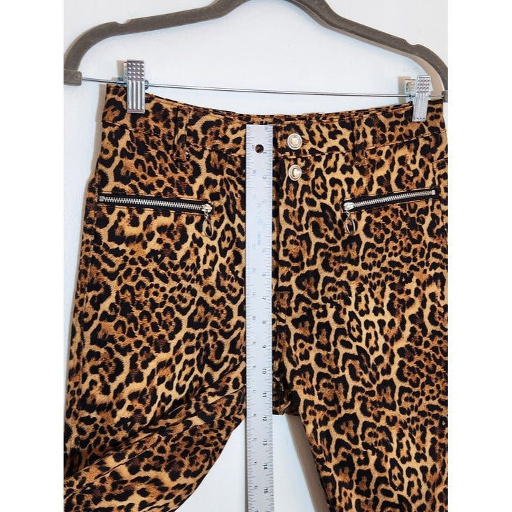 Zara Tan and Black Leopard Print Skinny Ankle Pants Size 6