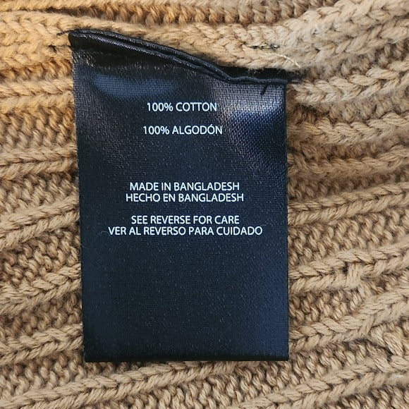 Express Tan Cable Knit Sweater Size XL Preppy Brown Crew Neck Sweater