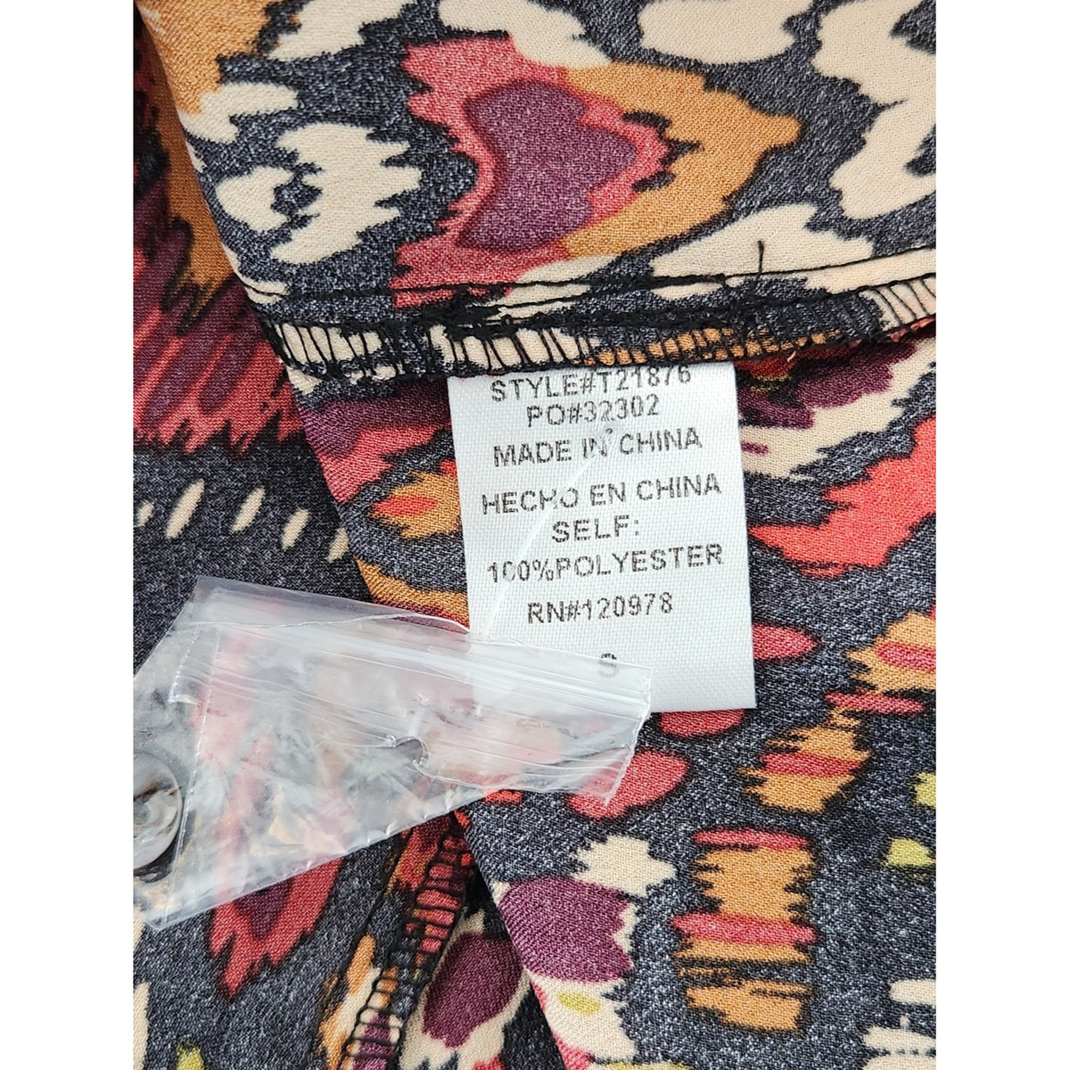 Entro Burgundy and Black Multicolor Ikat Print Oversized Blouse Size Small NWOT