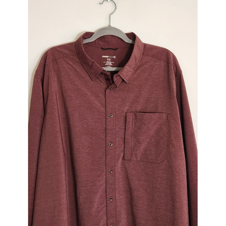 Swiss Tech Burgundy Performance Button-Down Shirt Size 3X