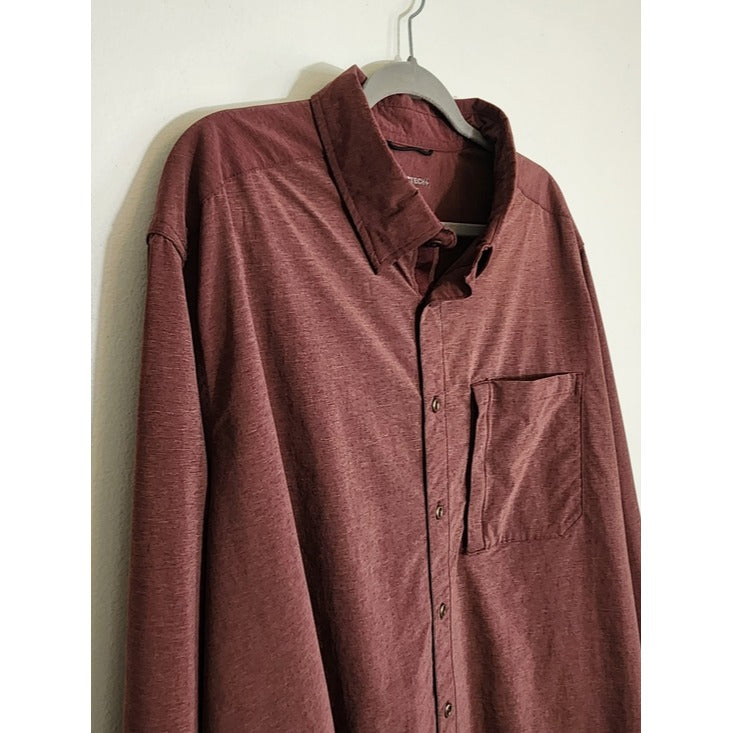 Swiss Tech Burgundy Performance Button-Down Shirt Size 3X