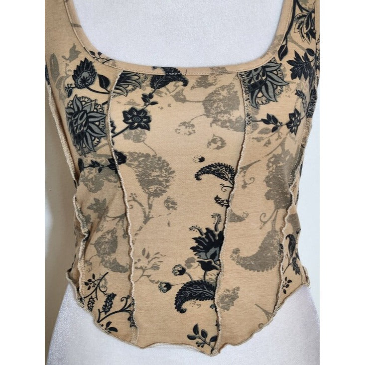Brown and Black Floral Crop Top Size Large