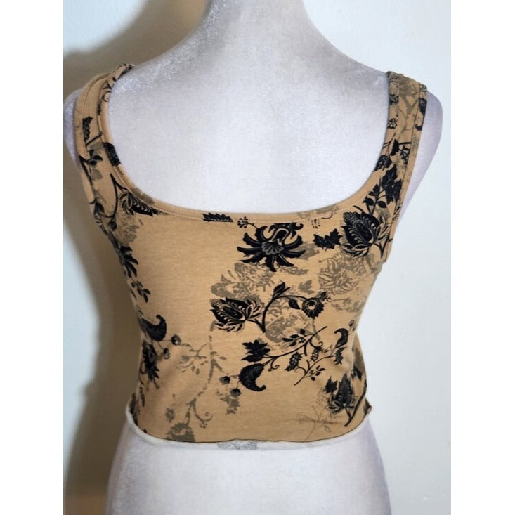 Brown and Black Floral Crop Top Size Large