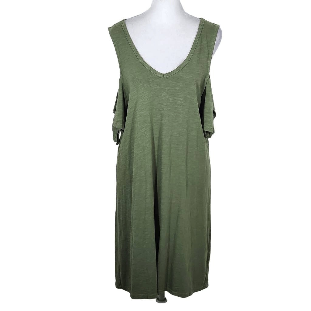 Sanctuary Green Open Shoulder Mini Shift Dress Size Medium Sanctuary Green Dress