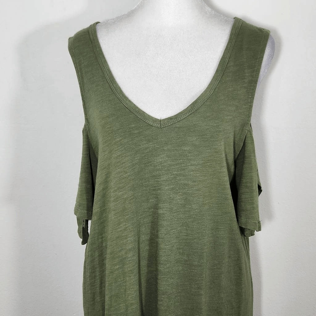 Sanctuary Green Open Shoulder Mini Shift Dress Size Medium Sanctuary Green Dress