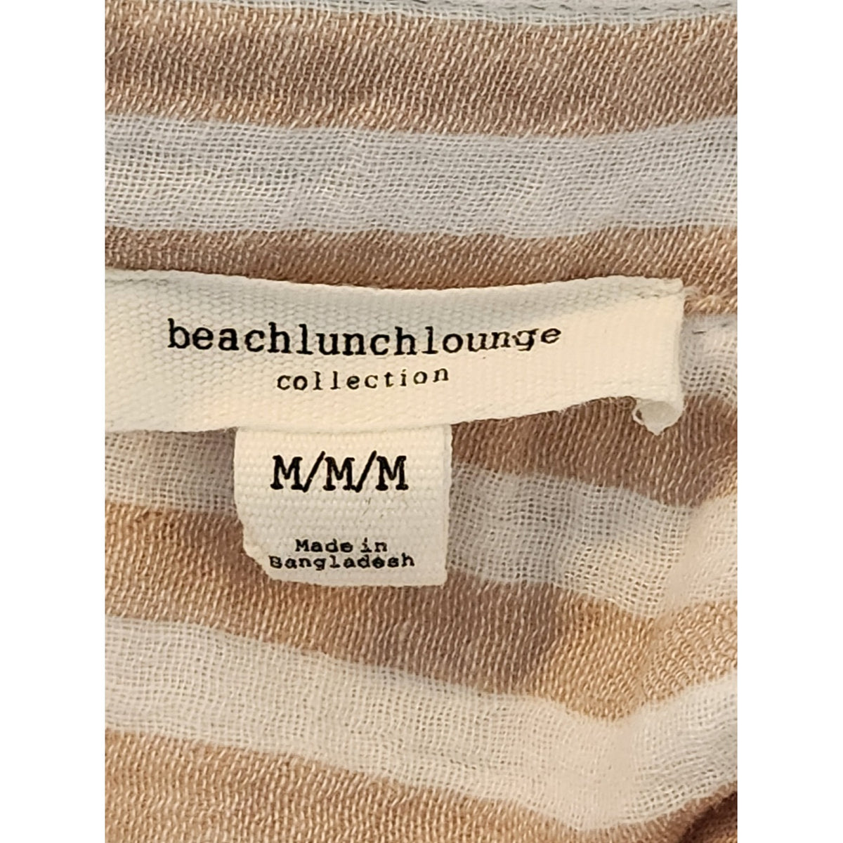 BeachLunchLounge Brown and White Striped Cotton Gauze Blouse Size Medium