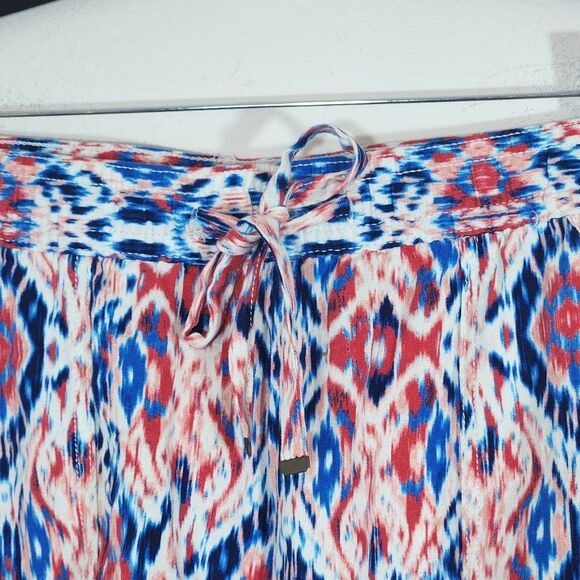 St. John's Bay Blue and Pink Ikat Boho Print Linen Pull-on Shorts NWOT Size 0X