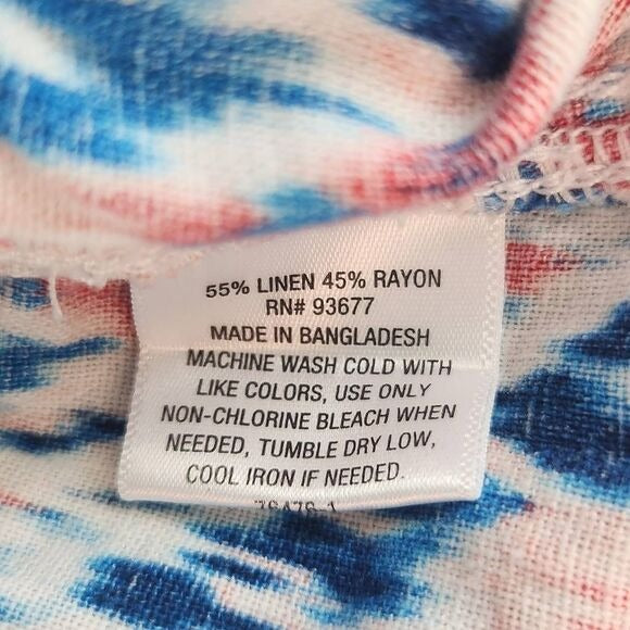 St. John's Bay Blue and Pink Ikat Boho Print Linen Pull-on Shorts NWOT Size 0X