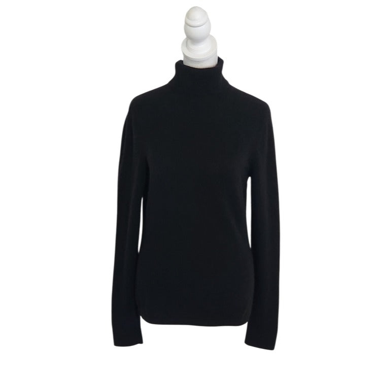Ann Taylor Black 100% Cashmere Turtleneck Sweater Size Medium