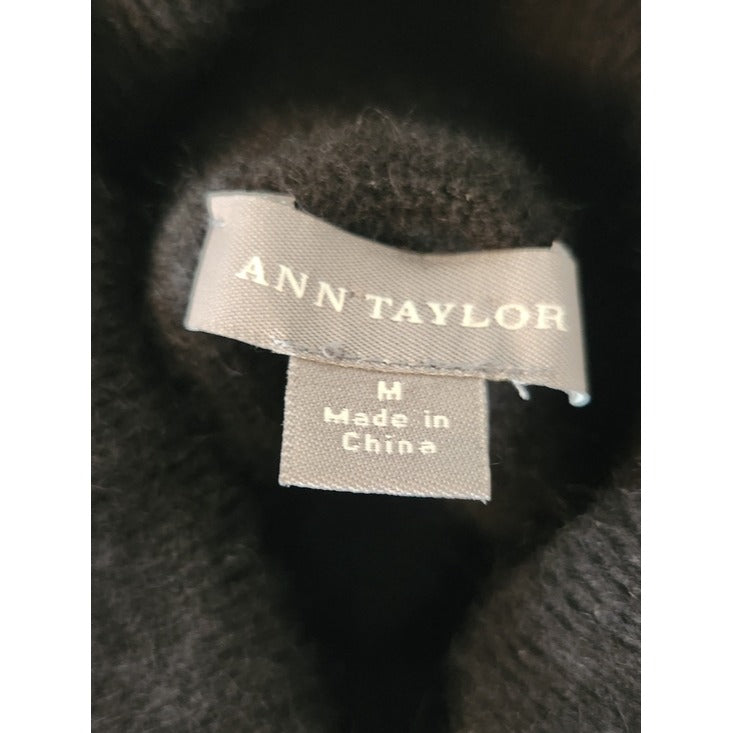 Ann Taylor Black 100% Cashmere Turtleneck Sweater Size Medium