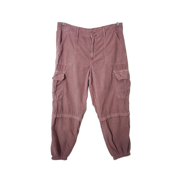 American Eagle Pink Corduroy Cargo Joggers Size 14