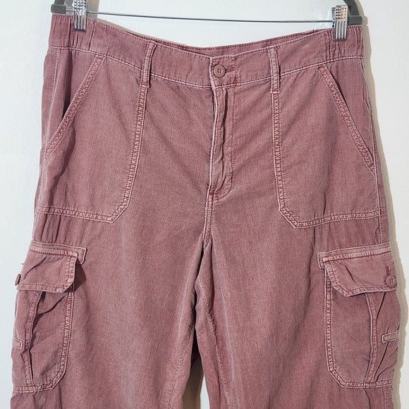 American Eagle Pink Corduroy Cargo Joggers Size 14