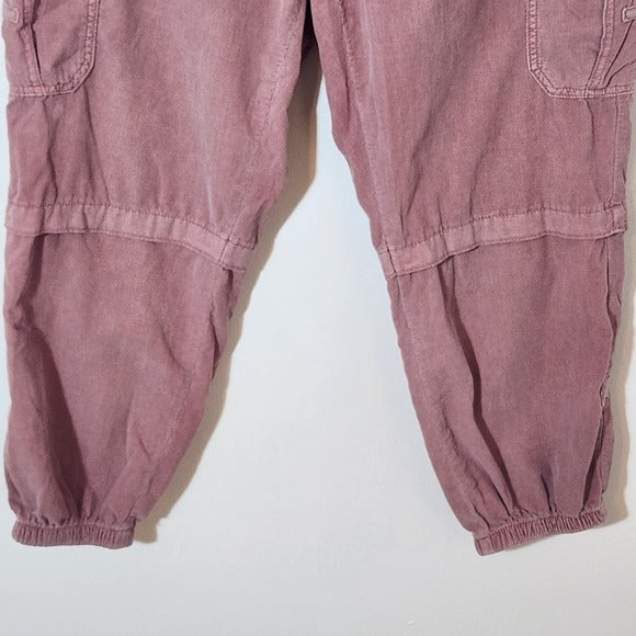 American Eagle Pink Corduroy Cargo Joggers Size 14