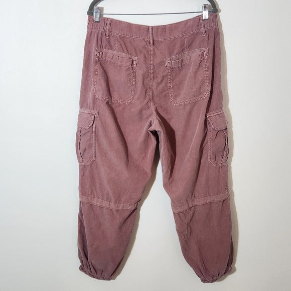 American Eagle Pink Corduroy Cargo Joggers Size 14