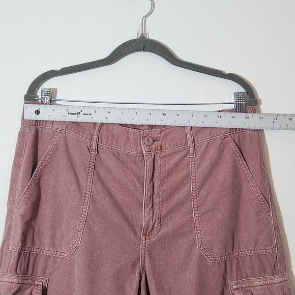 American Eagle Pink Corduroy Cargo Joggers Size 14