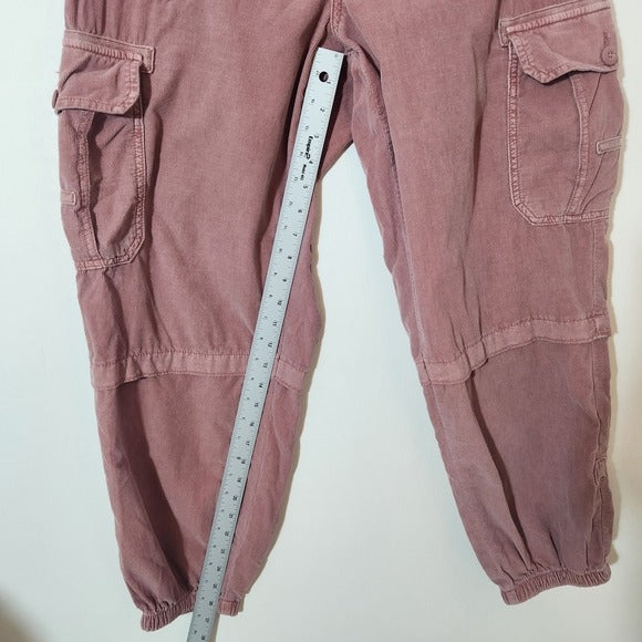 American Eagle Pink Corduroy Cargo Joggers Size 14