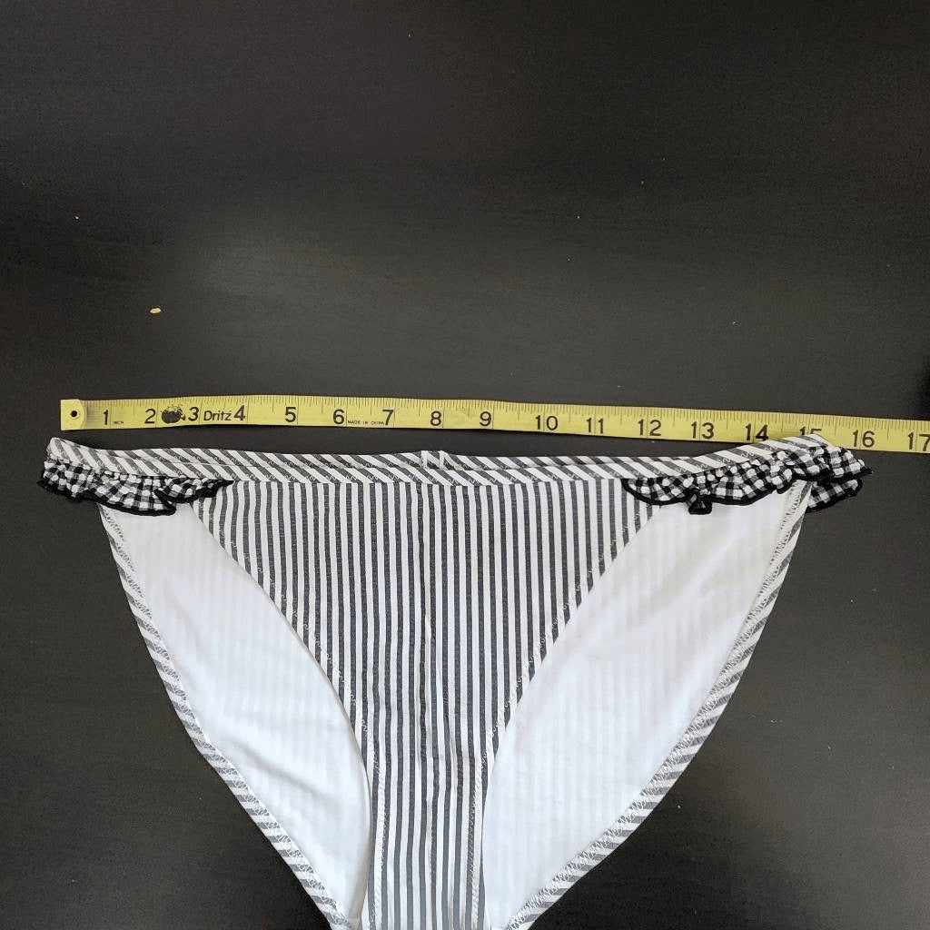 Aerie Stripe Bikini Bottoms with Ruffles NWT Size Medium Full Coverage Bottom