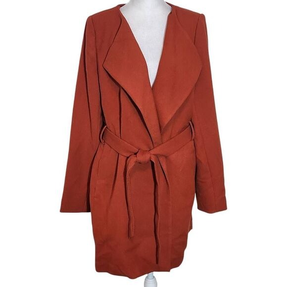 The Limited Orange Belted Coat Size Medium Dark Orange Trench Coat New
