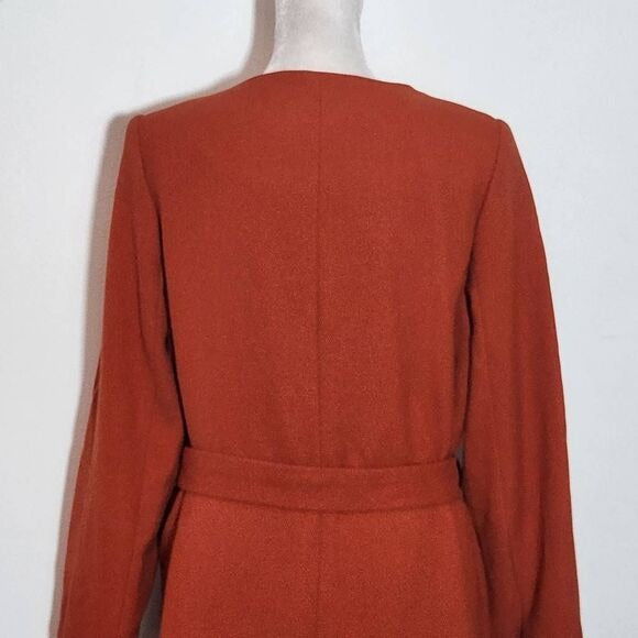 The Limited Orange Belted Coat Size Medium Dark Orange Trench Coat New