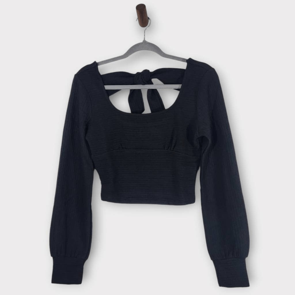 Band of the Free Black Crop Top NWT Size Small Ribbed Knit Long Sleeve Top
