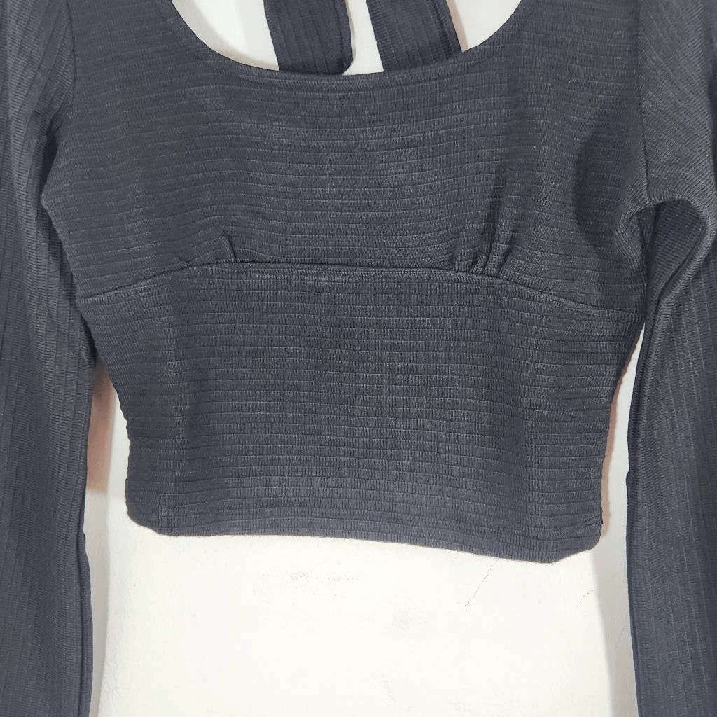 Band of the Free Black Crop Top NWT Size Small Ribbed Knit Long Sleeve Top