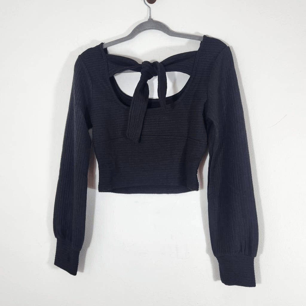 Band of the Free Black Crop Top NWT Size Small Ribbed Knit Long Sleeve Top