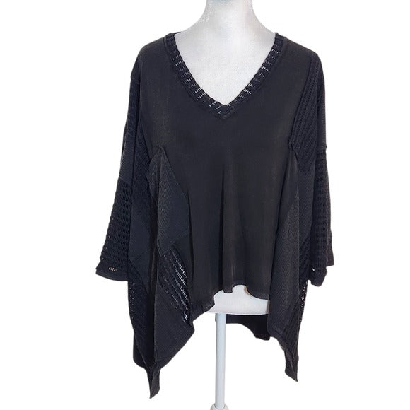POL Distressed and Oversized Black Knit Top Size Small NWOT
