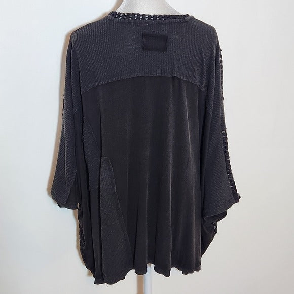 POL Distressed and Oversized Black Knit Top Size Small NWOT