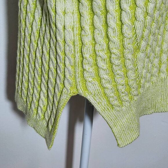 Lumiere Lime Green Cable Knit Sweater Size Large Bright Green Sweater
