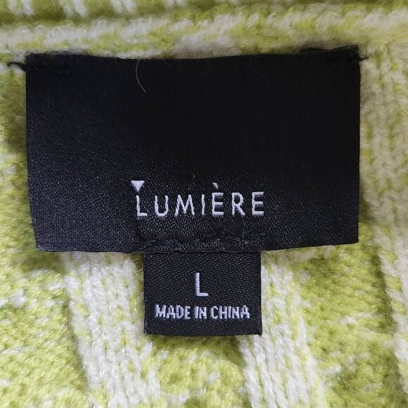 Lumiere Lime Green Cable Knit Sweater Size Large Bright Green Sweater