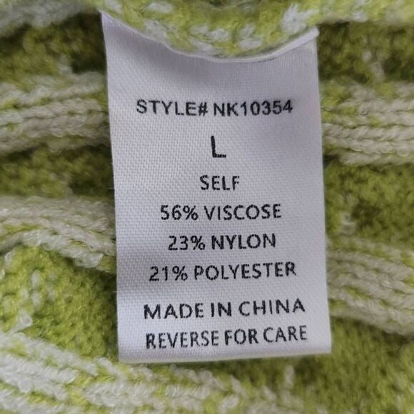 Lumiere Lime Green Cable Knit Sweater Size Large Bright Green Sweater