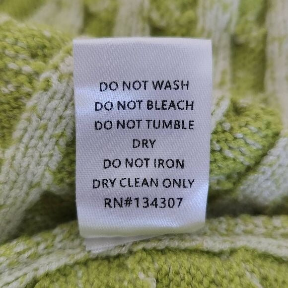 Lumiere Lime Green Cable Knit Sweater Size Large Bright Green Sweater