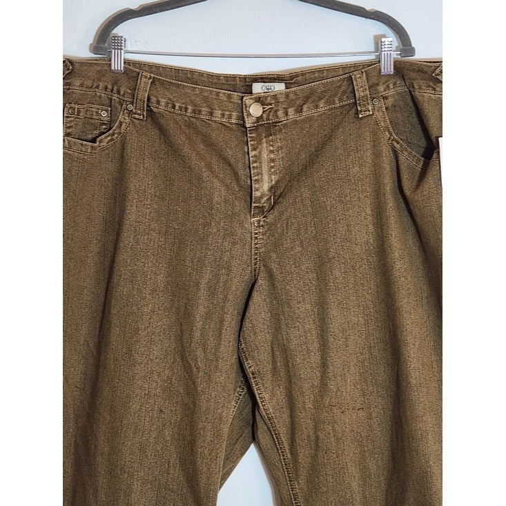 Cato Brown Distressed Look Straight Leg Jeans Size 24W NWT