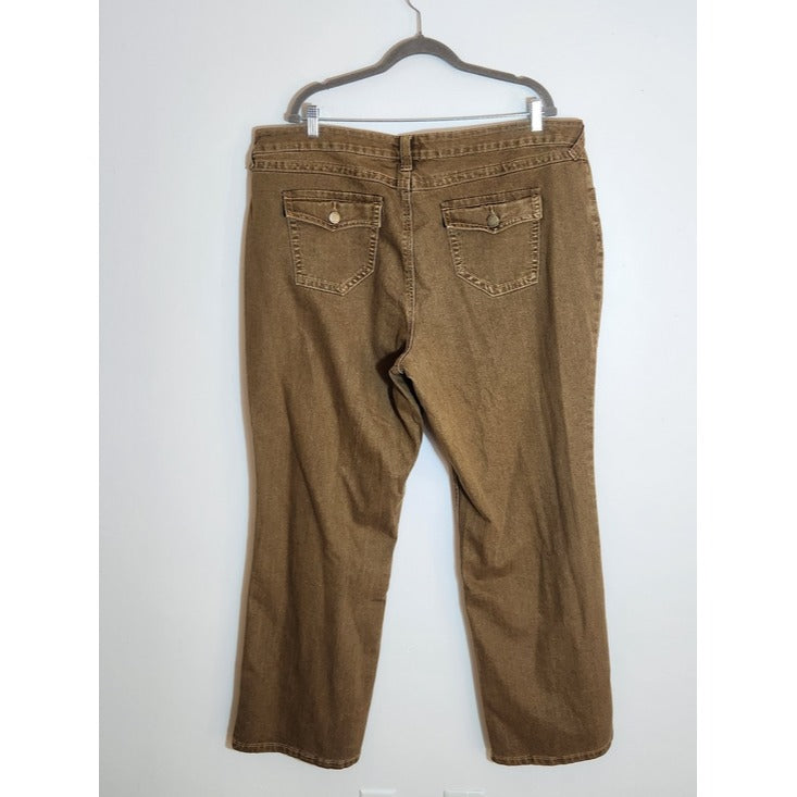 Cato Brown Distressed Look Straight Leg Jeans Size 24W NWT