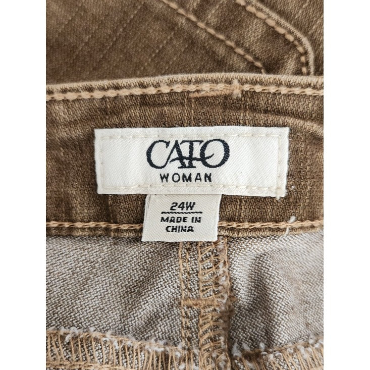Cato Brown Distressed Look Straight Leg Jeans Size 24W NWT