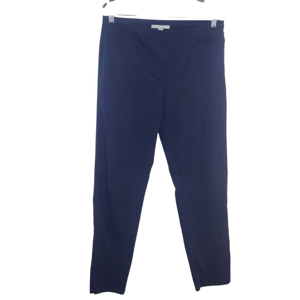 Valerie Stevens Navy Fitted Ankle Pull-on Pants Size 12 Preppy Navy Ankle Pants