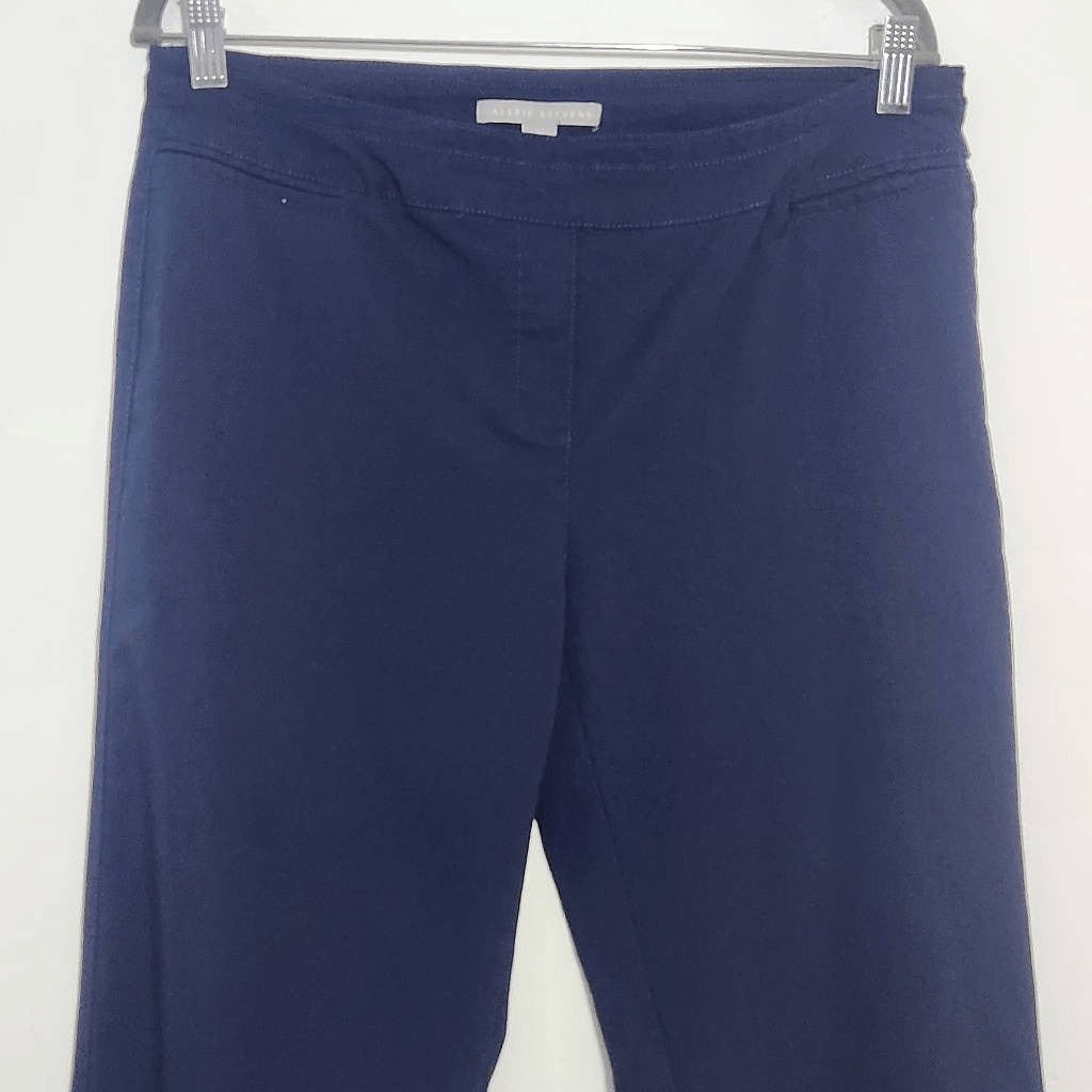 Valerie Stevens Navy Fitted Ankle Pull-on Pants Size 12 Preppy Navy Ankle Pants